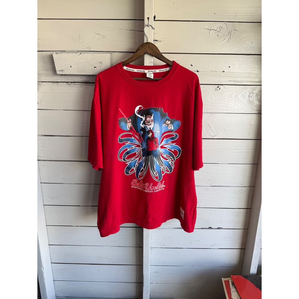 Ecko Unltd Mens Red Graphic T-Shirt Overcome Overturn Overthrow 3XL Vintage Tee